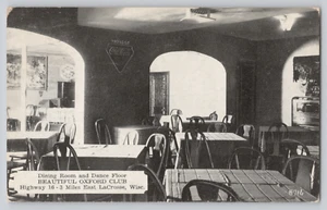 Postcard Dining Room and Dance Floor Oxford Club, Wisconsin, Coca Cola Sign - Picture 1 of 3