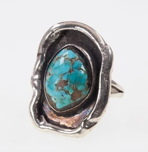 Vintage Navajo Argento Sterling Turchese Anello Misura 10.50 - Foto 1 di 4