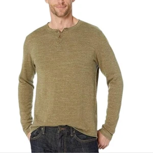 Camicia uomo Henley marca Lucky L oliva erica manica lunga misto cotone top - Foto 1 di 10