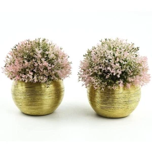 LuxHOme Fake Artificial Plants Small Indoor Metallic Ceramic Pots (Gold/Pink) - Picture 1 of 3