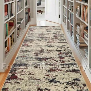HERVEY CLOUD ARTSY BEIGE GREY PINK MODERN RUG RUNNER 80x300cm *FREE DELIVERY** - Picture 1 of 6