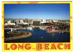 Postcard Long Beach California Aerial View Rainbow Harbor - Picture 1 of 2