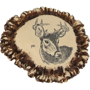 Buck Deer Antler Burr Western Cowboy Handmade Hunter 1980s Vintage Belt Buckle - Picture 1 of 5