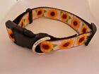 Adjustable dog collar with sunflower print medium size