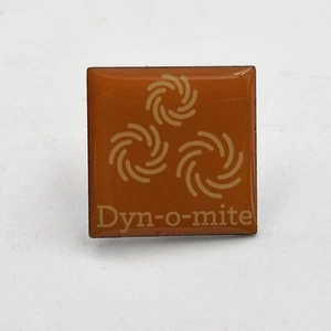 Dyn-o-mite Employee Lapel Pin Customer Service Square Orange Silver Tone - Picture 1 of 3