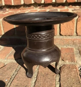 Vintage Authentic Japanese Usubata Ikebana Bronze Mix Metal Flower Tripod Vase - Picture 1 of 12