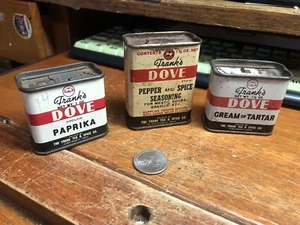 Vintage Frank’s Dove Spice Tins Lot Of 3  - Picture 1 of 7
