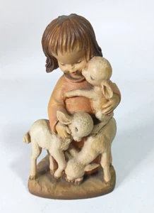 ANRI Ferrandiz Mädchen mit Lämmern Figur Italien Holz Resin 5,75" - Bild 1 von 6