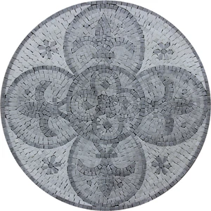 Mosaic Marble ROUND Handmade Fleur De Lys Floor Wall Tile - Picture 1 of 1