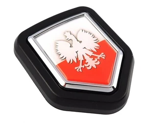 Poland Polish flag Car Truck Black Shield Grill Badge grille chrome emblem - Imagen 1 de 12