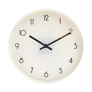 White Plastic Wall Mounted Clock Round Quartz Wall Clock Battery Operated - Picture 1 of 5