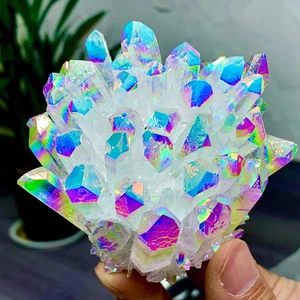300g+ Angel Aura Clear Quartz Titanium Bismuth cluster Rainbow Crystals Stone - Picture 1 of 5