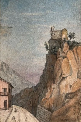 Chapelle Saint-Pons à Nice — 2 aquarelles signées, localisées & datées — 1868. - Photo 1/4