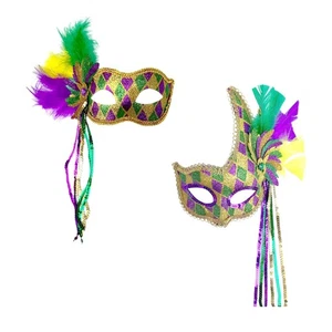 Masquerade Feather Mask Comfortable with Elastic Band Face Shield for Mardi Gras - Picture 1 of 14