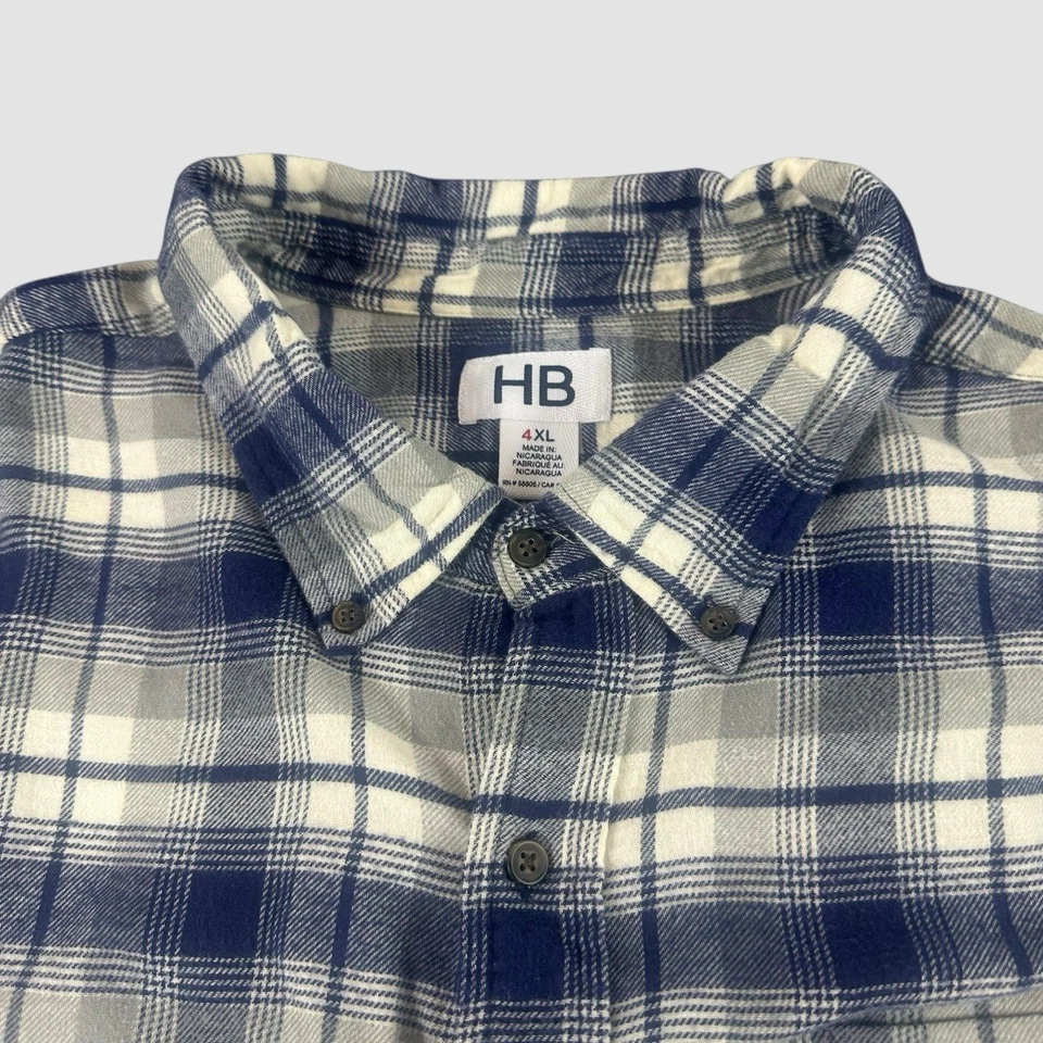 Camisa informal con botones de manga larga de algodón a rayas HB para hombre 4XL Foto 1 de 4