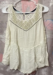 MAURICES Sleeveless Tank Top Sz XL Cream Lace Stretchy Boho Chic - Picture 1 of 11
