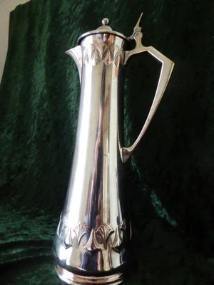 ANTIQUE ART NOUVEAU WMF SILVER PLATED CLARET JUG EWER WITH OSTRICH MARK  13.75" - Image 1 of 4