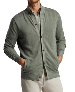 Peter Millar Cardigan Men's England Green Linen Merino Wool Button Size XL $550 - Picture 1 of 10