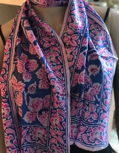 Silk Vintage Floral/Paisley Print Scarf 62''X10'' Handmade - Picture 1 of 8