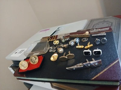 Gran Lote De Gemelos Antiguos De Colección Tie Tack/Bar, Pin Solapa Foto 1 de 4