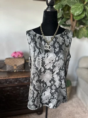 Blusa Moschino Mujer Estampado Piel de Serpiente Ligera Sin Mangas Gris Talla M Foto 1 de 4