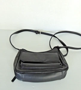 Echtleder kleine Umhängetasche Alltag Handtasche 2 Reißverschluss - schwarz, - Bild 1 von 10