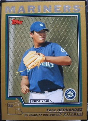 2004 Felix Hernandez Topps Traded #T144 Gold Rookie RC #0010/2004 - Image 1 of 2