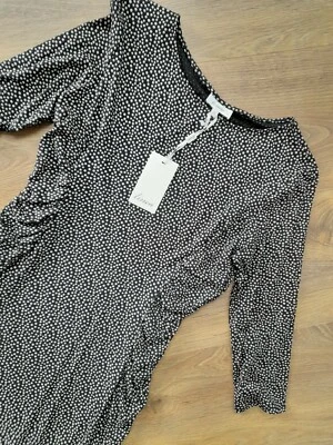 Linea jersey dress - black camel polka dot stretch 3/4 sleeves   14/16   BNWT  - Image 1 of 4