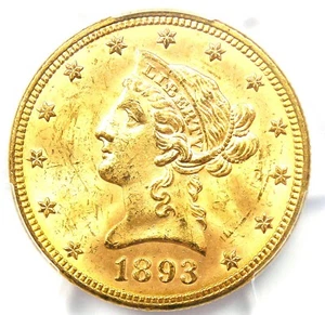 1893 Liberty Gold Eagle $10 Coin - Certified PCGS MS64 (BU UNC) - $2,900 Value - Picture 1 of 4
