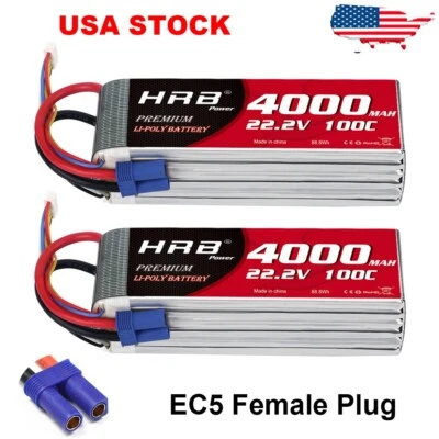 HRB 6S 4000mAh 100C Lipo Battery EC5 22.2V for RC Helicopter Truck Drone Boat US - Image 1 of 4