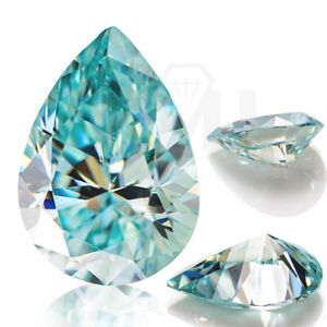 Sea Blue Pear Cut Loose Moissanite Stone 3Ex VVS1 With GRA Certificate Jewelry