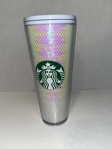 Vaso plástico para bebidas frías Starbucks 24 oz lentejuelas rosas brillo 2020 - Imagen 1 de 1