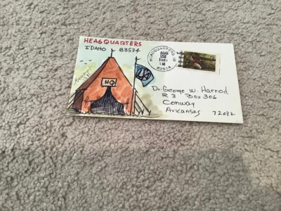 1981 Cuartel General Idaho: Arte Popular Firmado Acuarela Cubierta Postal George Harrod Foto 1 de 2