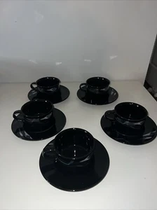 5 RETIRED MIKASA GALLERIA FK-701 OPUS BLACK CALLA LILY COFFEE CUP & SAUCER SET - Picture 1 of 7