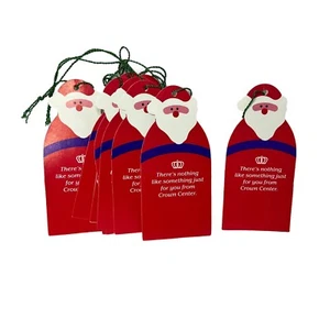 KC Crown Center Vintage Babbo Natale Etichette Regalo Kansas City MO String Hang Tag 10 NOS - Foto 1 di 8