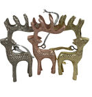 3 Metal Tricolor Reindeer Stag  Christmas Ornaments