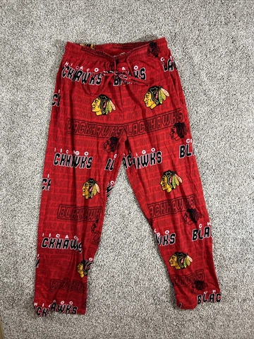NHL Chicago Blackhawks Pajama Bottoms All Over Print Pants Men’s Size S Cover