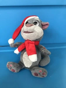 Talking Tom Christmas Cat Plush Santa Hat & Scarf 12" Repeats Dragon-I SEE VIDEO - Picture 1 of 6