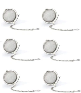 6Pcs Stainless Steel Tea Strainer Mesh Tea Ball Filter Net round with Chain - Picture 1 of 12