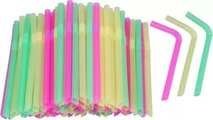 Jumbo Flexible Smoothie Kunststoff Strohhalme 100 Stück verschiedene Farben groß biegsam - Bild 1 von 9