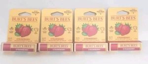 Lot of 4 Burt's Bees strawberry Moisturizing Lip Balm, 0.15 oz - Picture 1 of 2