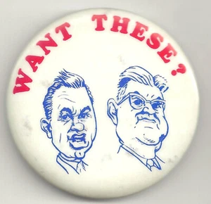 WANT THESE? 1968 George WALLACE & Curtis LeMay Caricature Pin - Picture 1 of 2