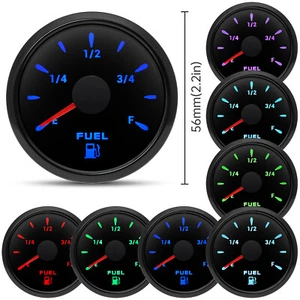 52mm 7 Colors LED Fuel Level Gauge 240-33ohm Fuel Tank Gauge for Boat Car Truck - Picture 1 of 12