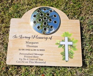 Personalised Cross Metal Grave Stone Marker Memorial Headstone (UV PRINTED) - Picture 1 of 8