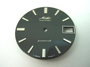 Mido Watch Dial Vintage Black Multifort Powerwind 29mm Date Window Silver Markrs