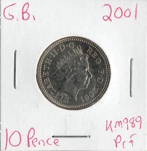 Moneda Gran Bretaña 10 Peniques 2001 KM989, prueba - Imagen 1 de 2