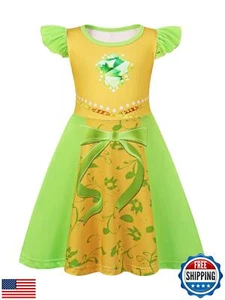Sukyfecde Princess Tiana Dress for Toddler Girls Halloween Costume Outfits Bi - Picture 1 of 5
