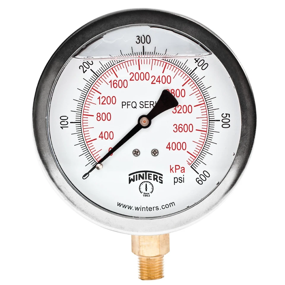Winters Liquid Filled Pressure Gauge Stainless Steel 1/4" NPT "