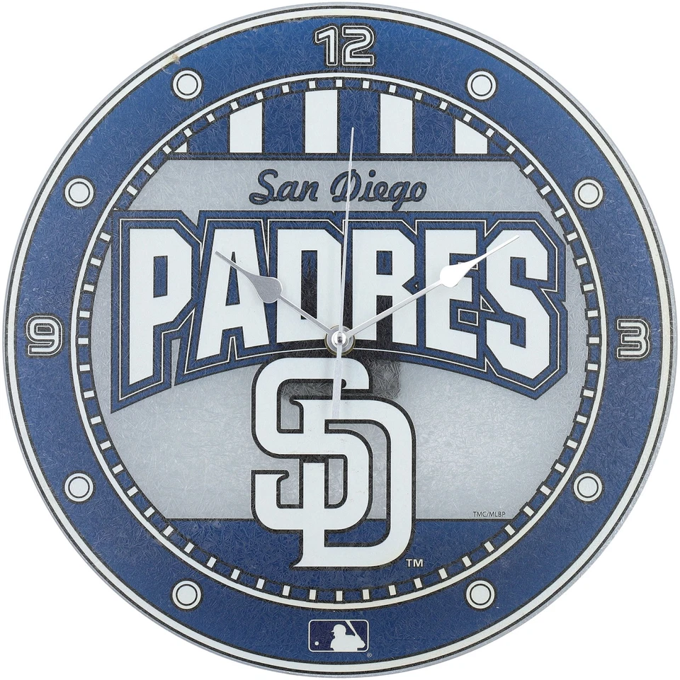 San Diego Padres 12'' Art Glass Wall Clock - Image 1 of 1