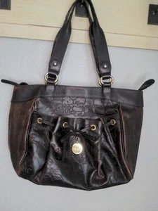Alviero Martini 1A Classe Genuine Leather Handbag Purse Dark Brown Italy - Picture 1 of 15